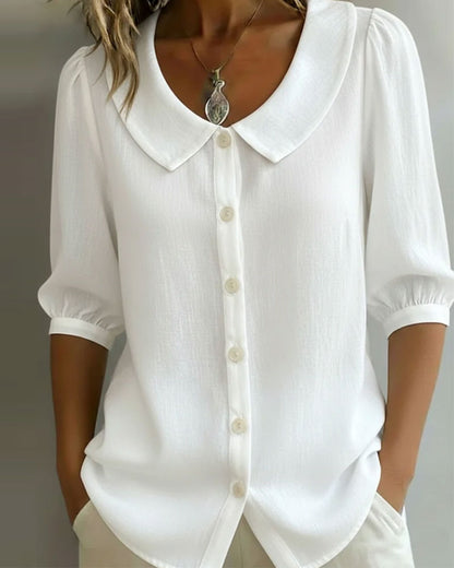 Emma Camicia in cotone a maniche medie con colletto Peter Pan