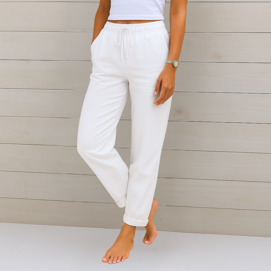 Maylora | Relaxed Linen Trousers with Adjustable Waist