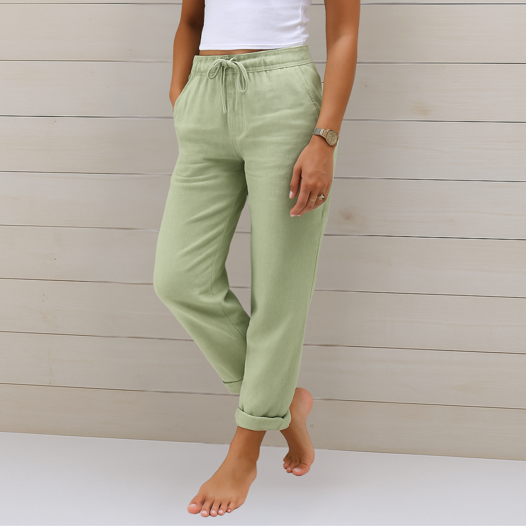 Maylora | Relaxed Linen Trousers with Adjustable Waist