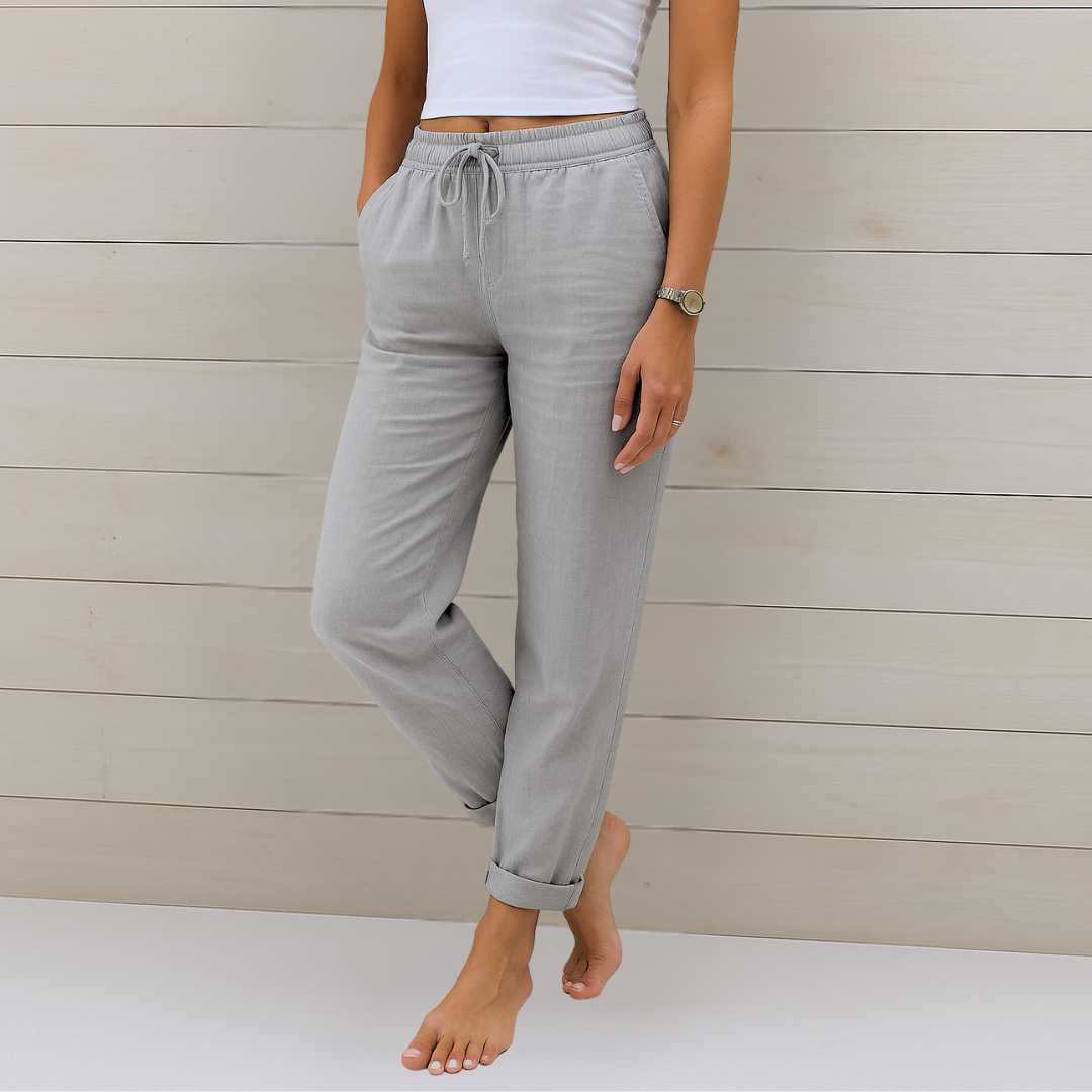 Maylora | Relaxed Linen Trousers with Adjustable Waist