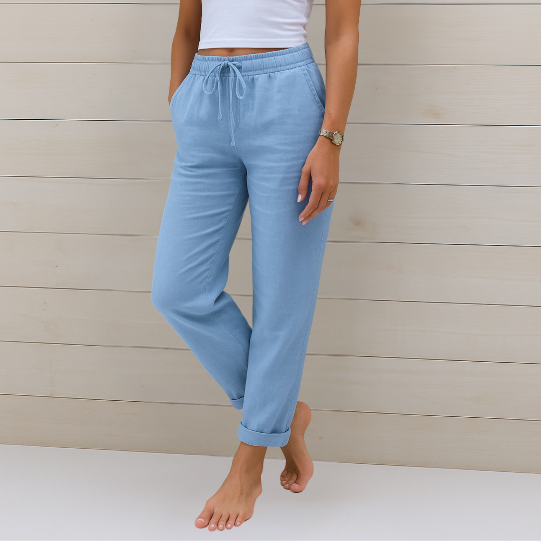 Maylora | Relaxed Linen Trousers with Adjustable Waist