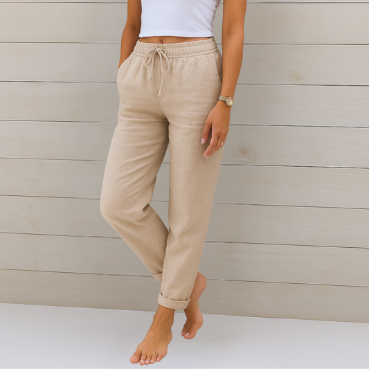 Maylora | Pantaloni Relax in Lino con Vita Regolabile