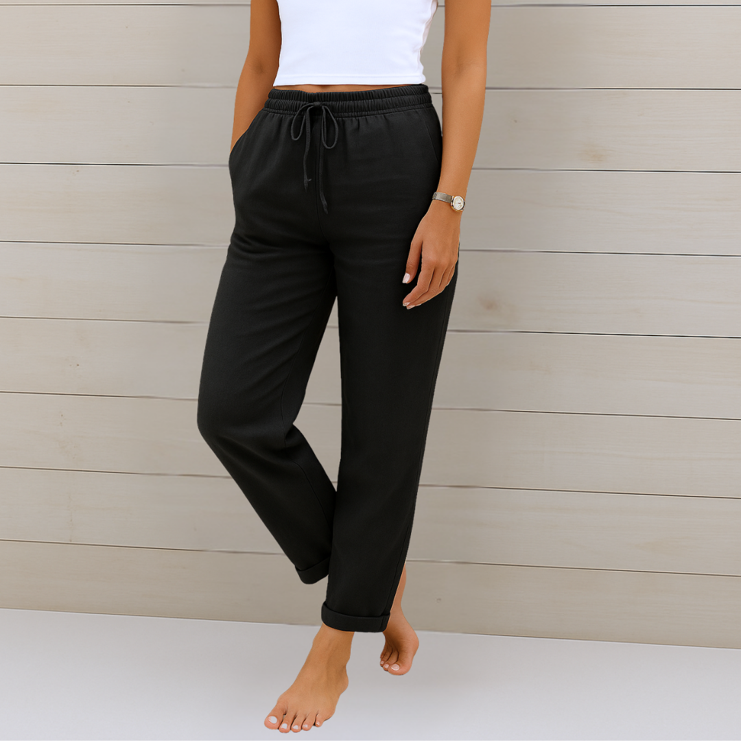 Maylora | Relaxed Linen Trousers with Adjustable Waist