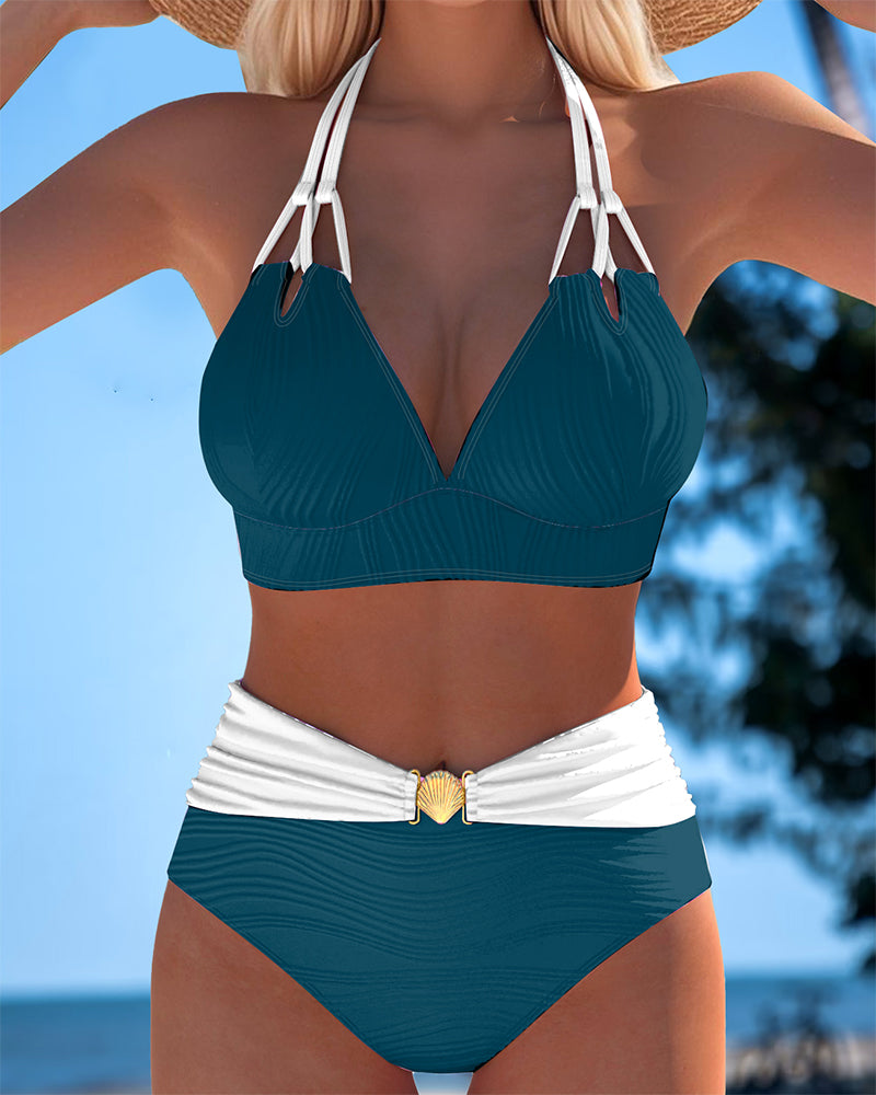 Lily™ | Costume da bagno a vita alta con doppio spallino e colore a contrasto