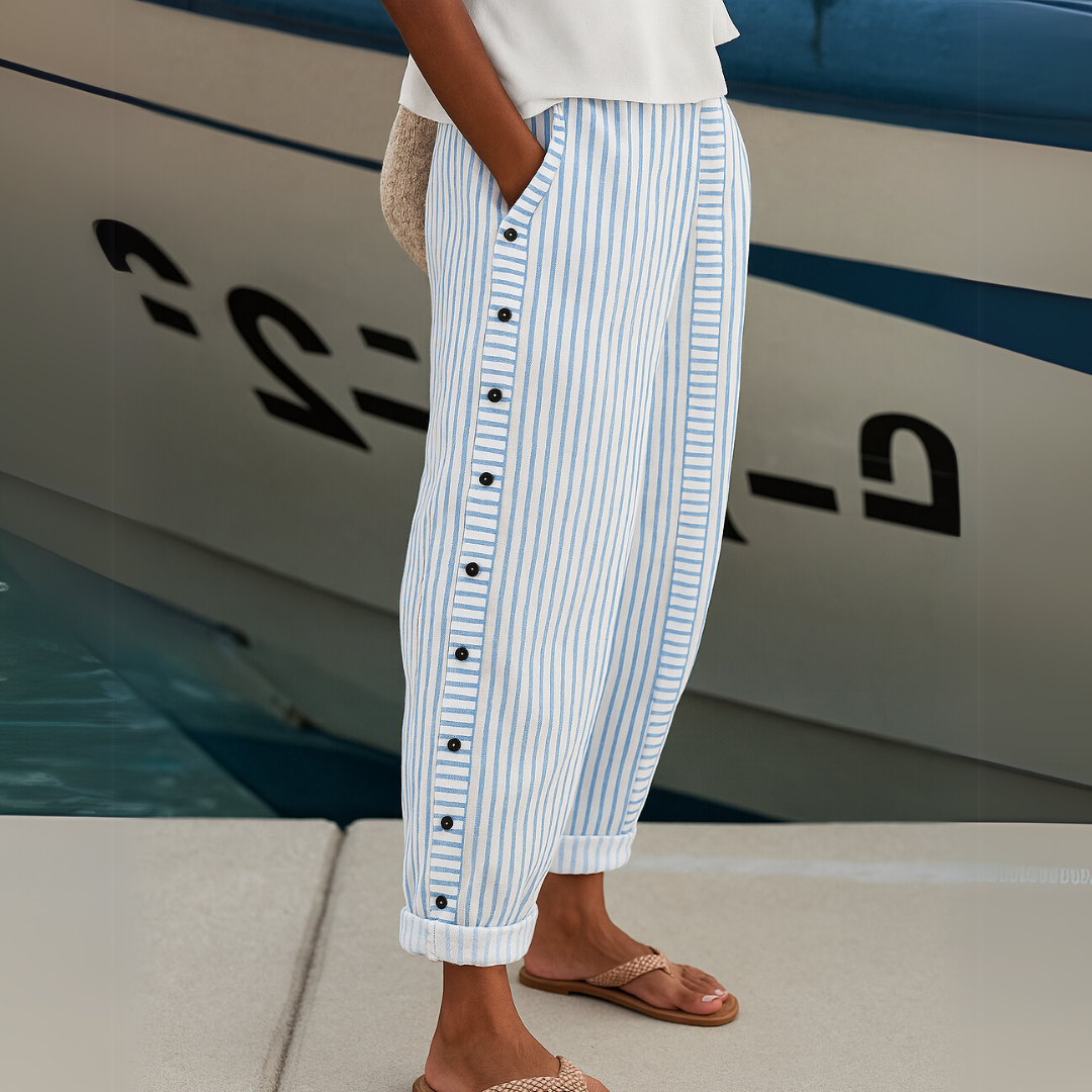 Caitlin | Elegant Striped Trousers with Buttons