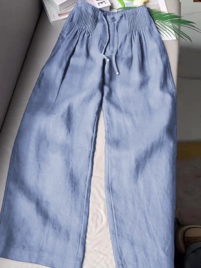 Camille | Pantaloni Ampi in Cotone e Lino Misto