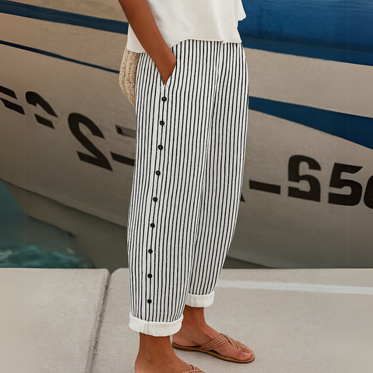 Caitlin | Eleganti Pantaloni a Strisce con Bottoni