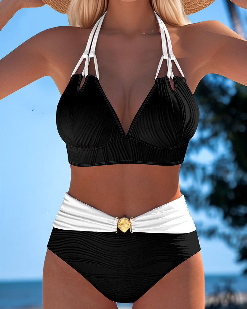 Lily™ | Costume da bagno a vita alta con doppio spallino e colore a contrasto