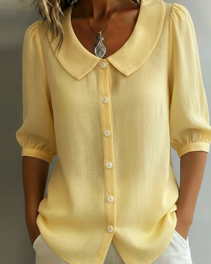 Emma Camicia in cotone a maniche medie con colletto Peter Pan
