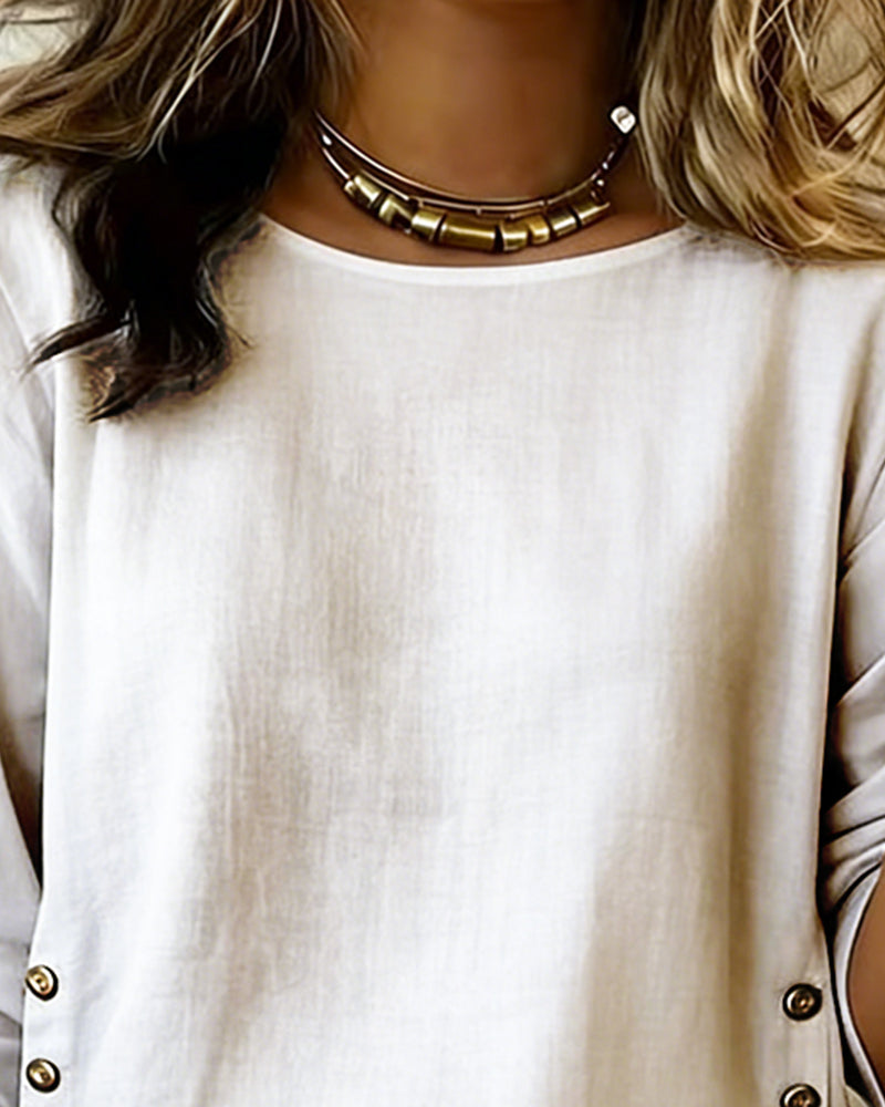 Cara - Top Casual con Bottone Decorativo