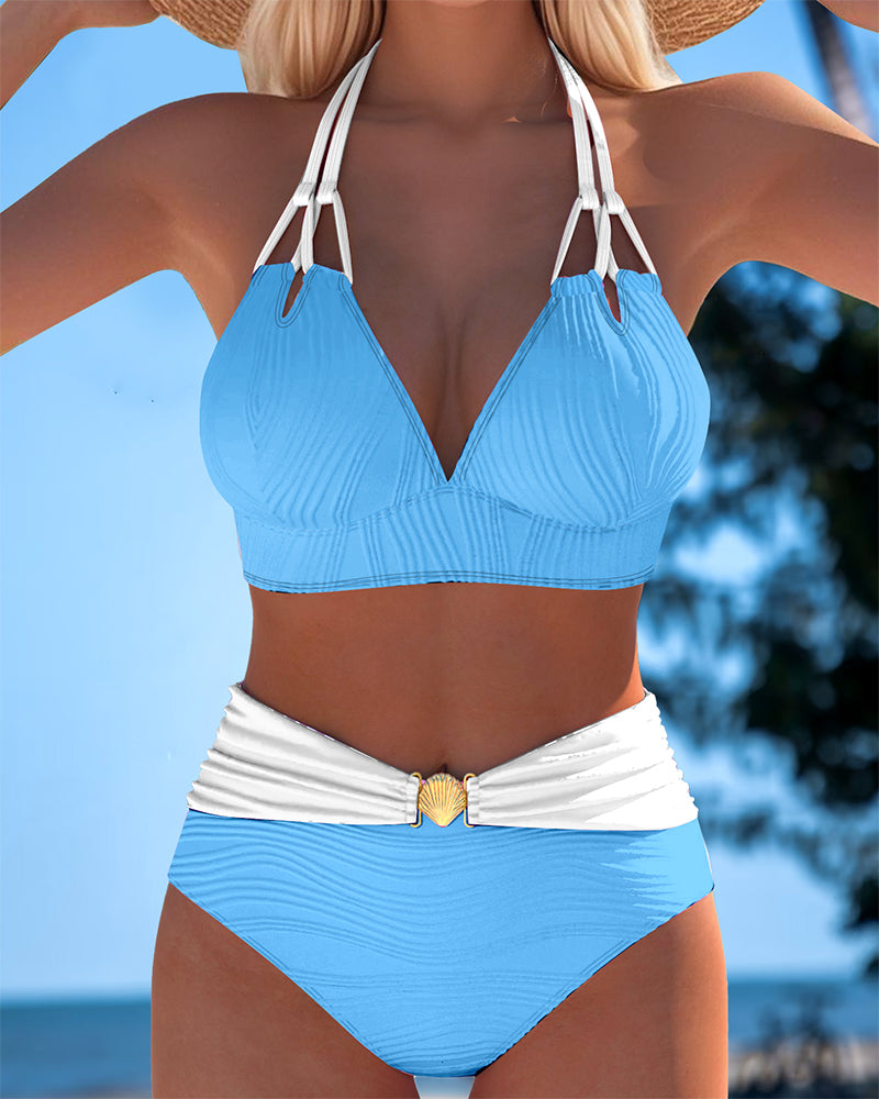 Lily™ | Costume da bagno a vita alta con doppio spallino e colore a contrasto