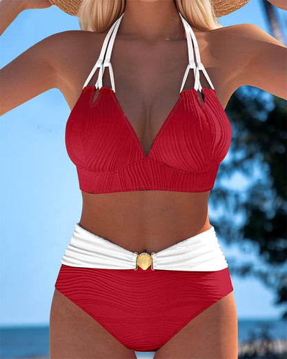 Lily™ | Costume da bagno a vita alta con doppio spallino e colore a contrasto