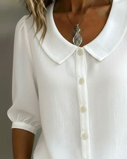 Emma Camicia in cotone a maniche medie con colletto Peter Pan