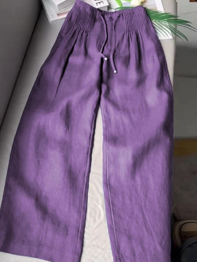 Camille | Pantaloni Ampi in Cotone e Lino Misto