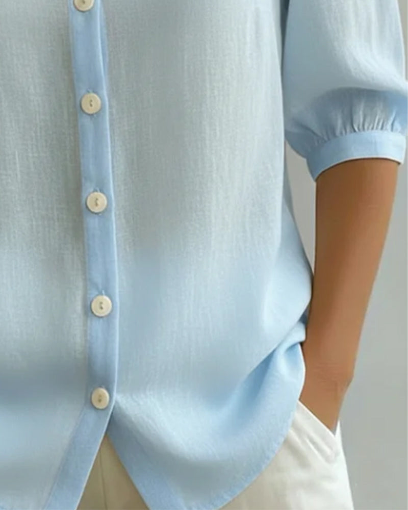 Emma Camicia in cotone a maniche medie con colletto Peter Pan