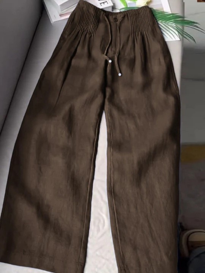 Camille | Pantaloni Ampi in Cotone e Lino Misto