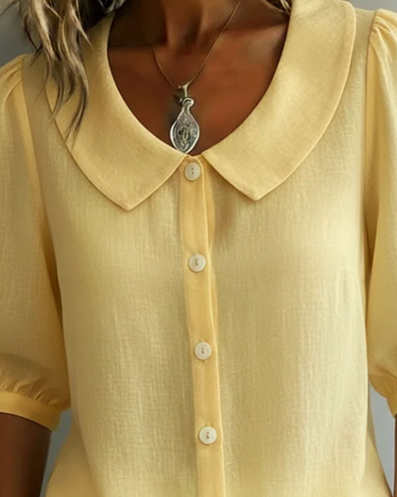 Emma Camicia in cotone a maniche medie con colletto Peter Pan