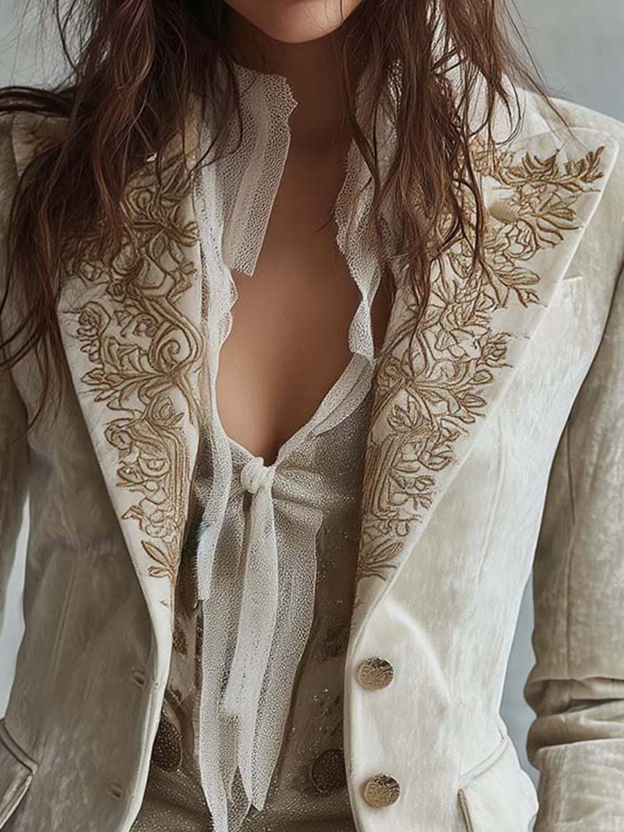 Constance | Blazer Sartoriale Avorio Ricamato