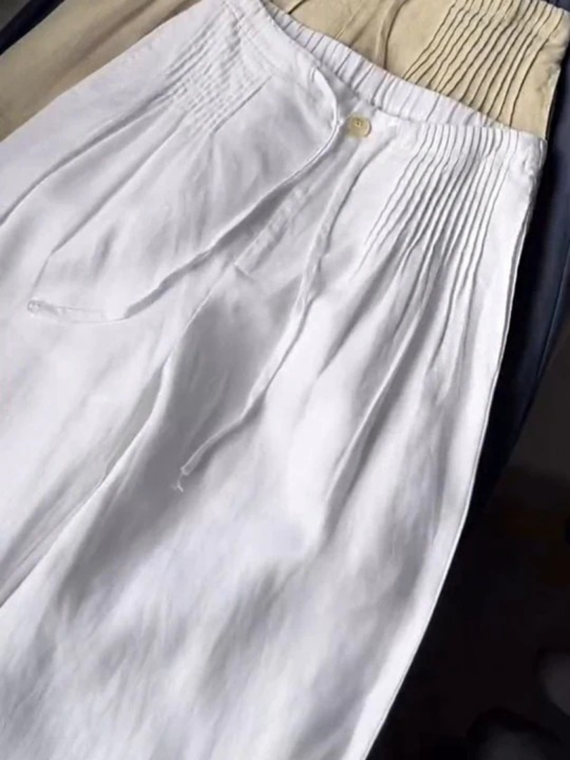 Camille | Pantaloni Ampi in Cotone e Lino Misto