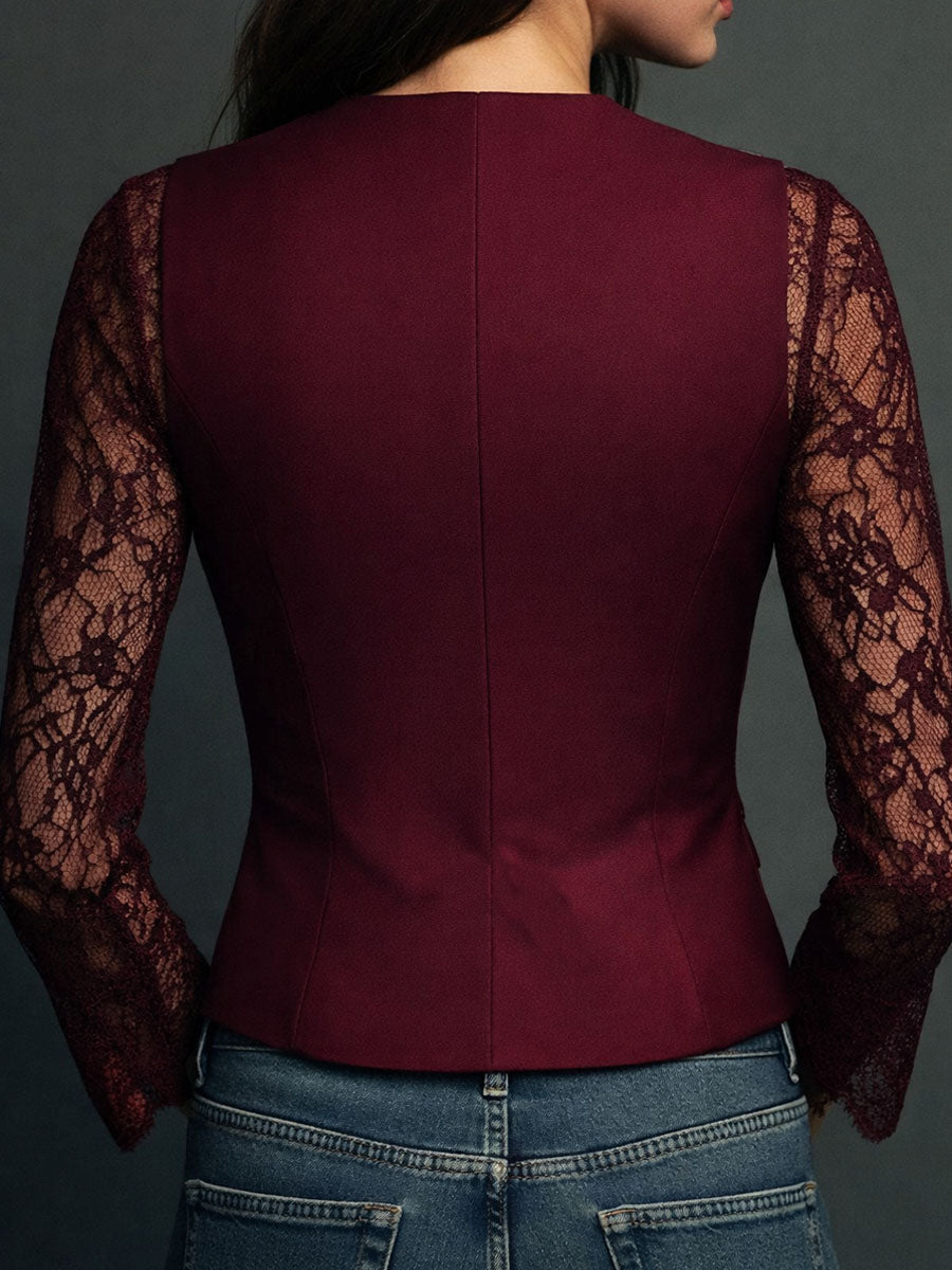 Noémie | Blazer Nero da Donna con Maniche Semitrasparenti