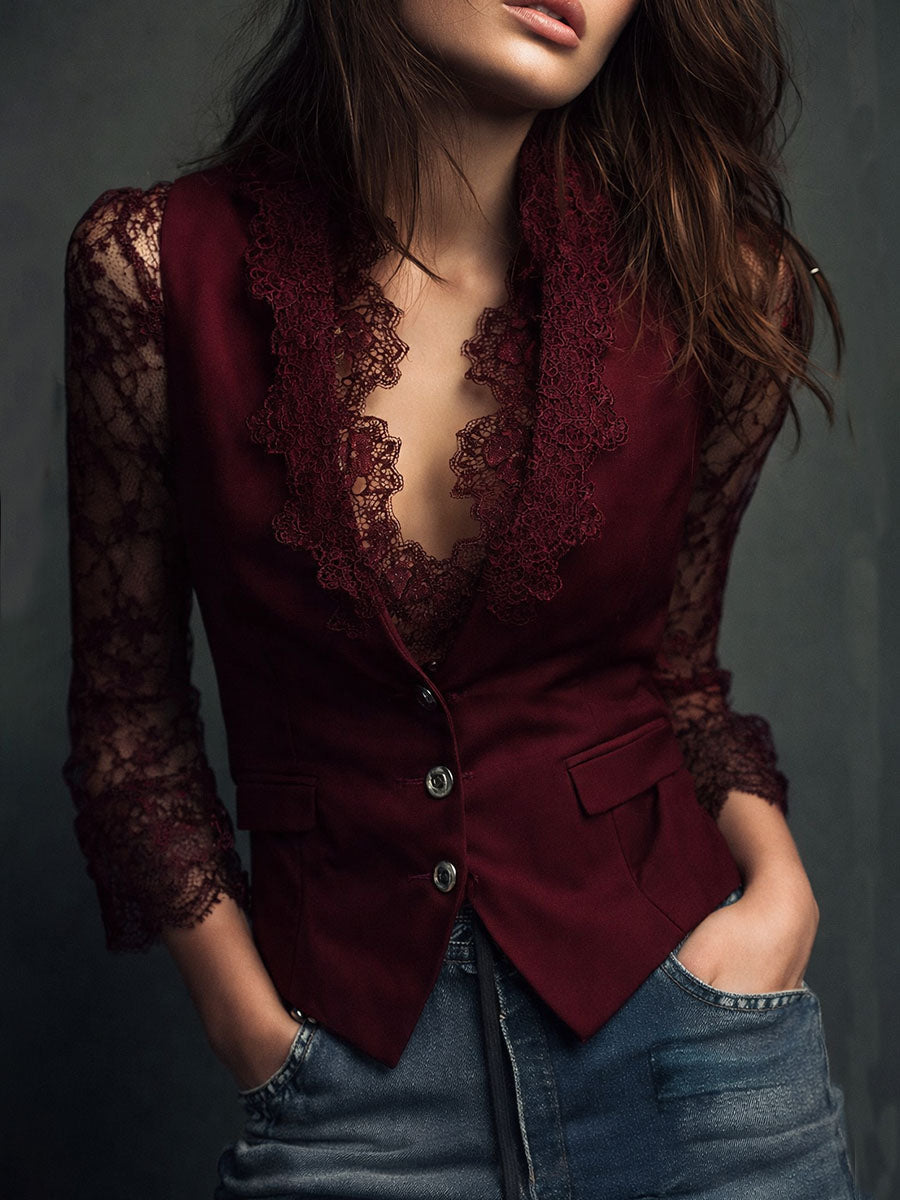 Noémie | Blazer Nero da Donna con Maniche Semitrasparenti
