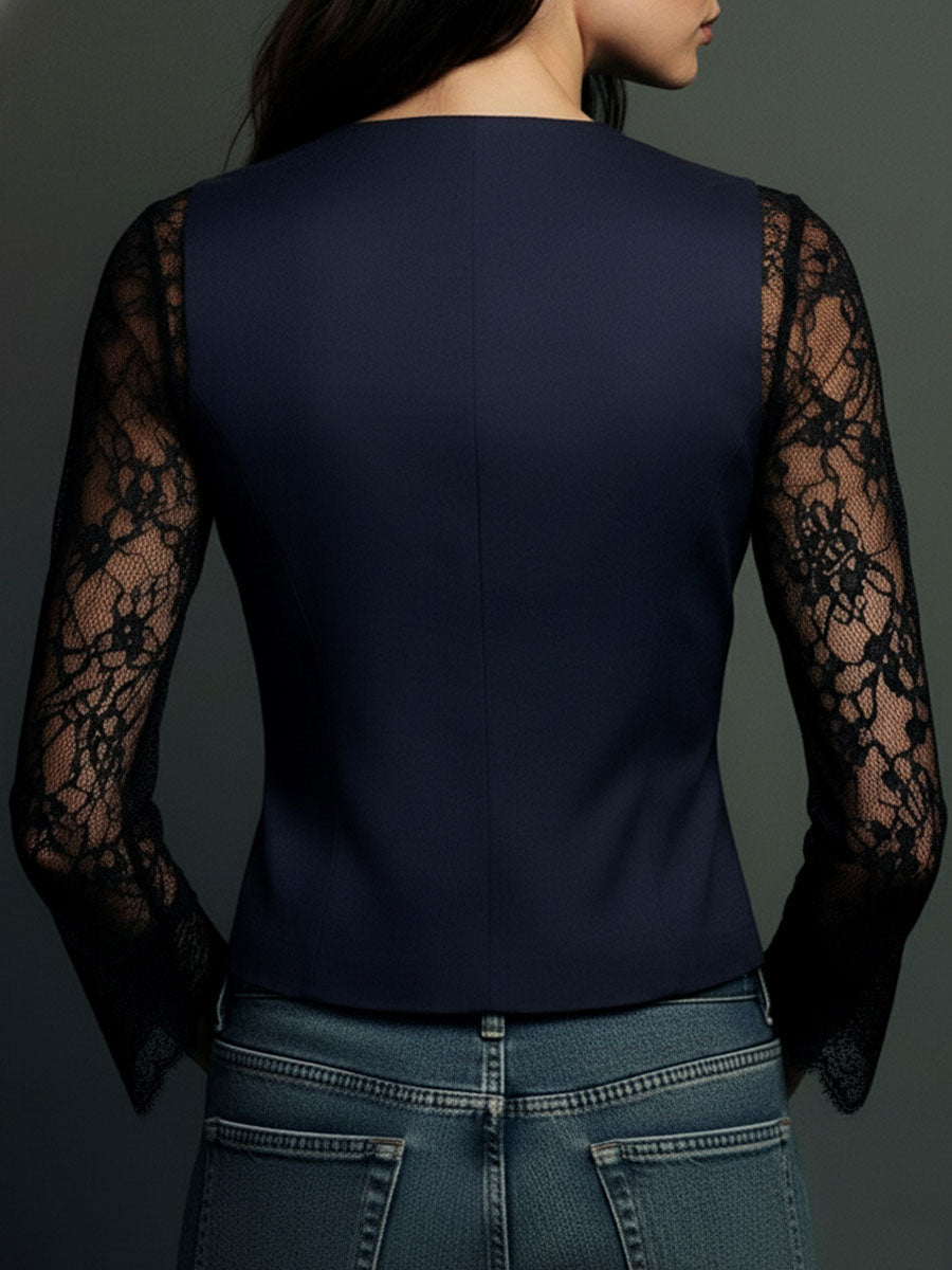 Noémie | Blazer Nero da Donna con Maniche Semitrasparenti