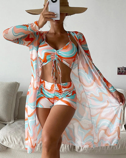 Bloom | Conjunto de bikini de 3 piezas con estampado