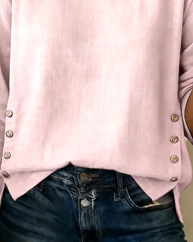 Cara - Top Casual con Bottone Decorativo