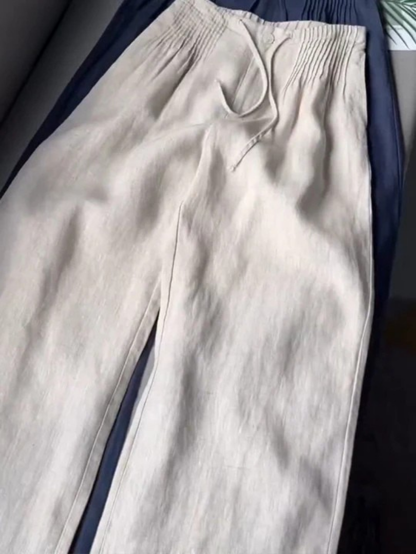 Camille | Pantaloni Ampi in Cotone e Lino Misto