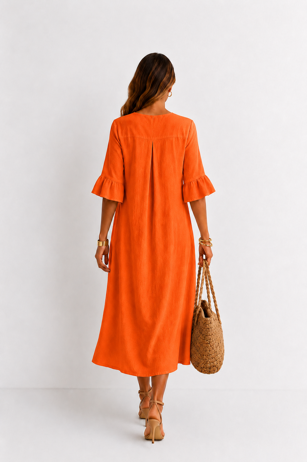 Vanesa | Leinen-Kleid mit Puffärmeln und Knöpfen
