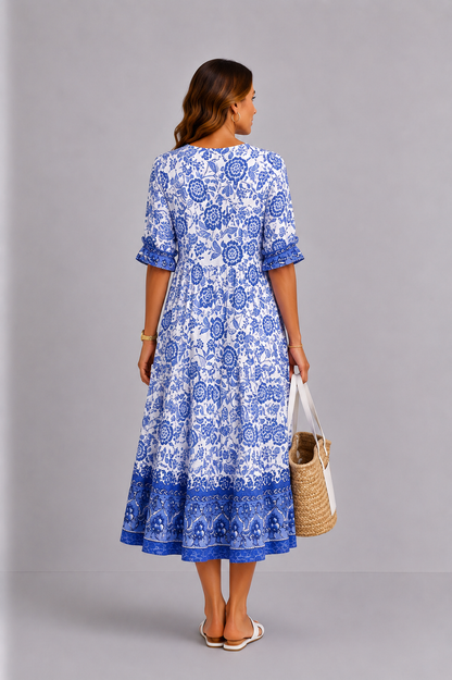 Keisha | Elegant V-Neck Floral Dress