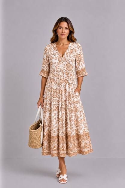 Keisha | Elegant V-Neck Floral Dress