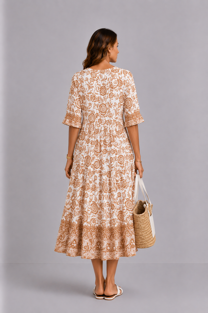 Keisha | Elegant V-Neck Floral Dress