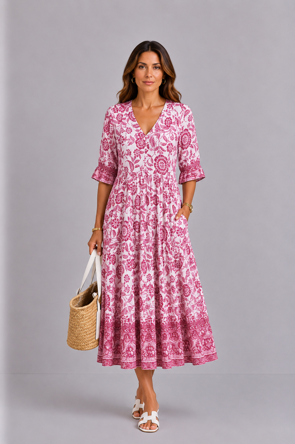 Keisha | Elegant V-Neck Floral Dress