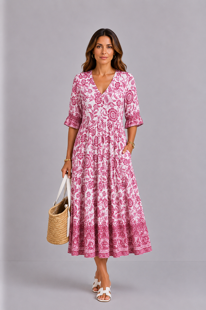 Keisha | Elegant V-Neck Floral Dress