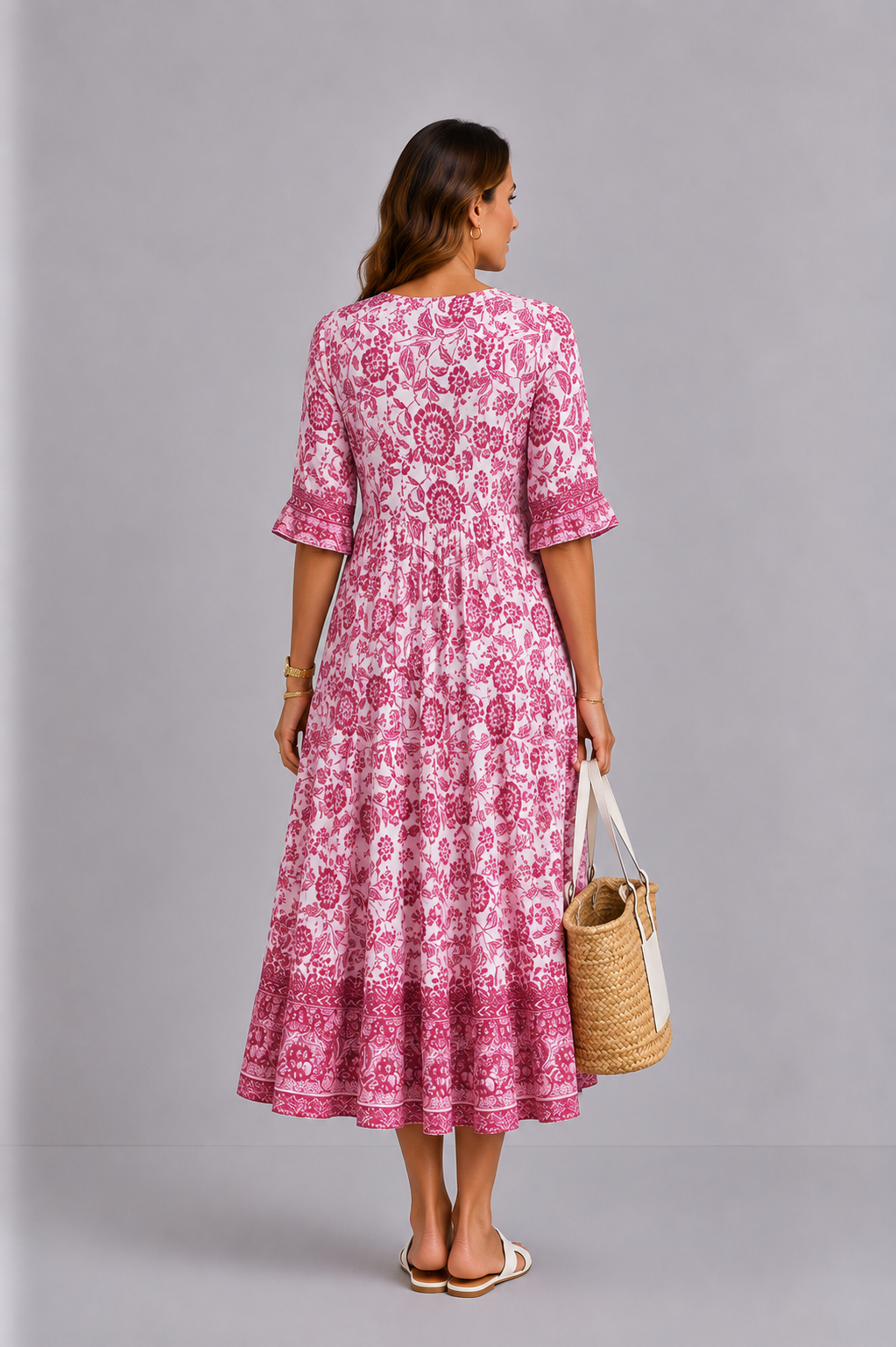Keisha | Elegant V-Neck Floral Dress