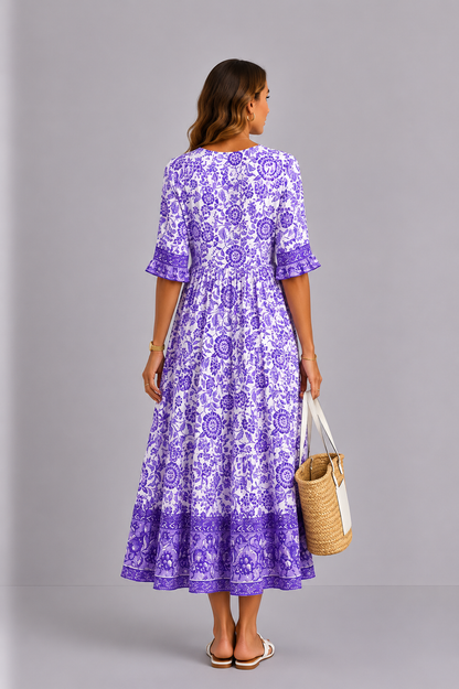 Keisha | Elegant V-Neck Floral Dress