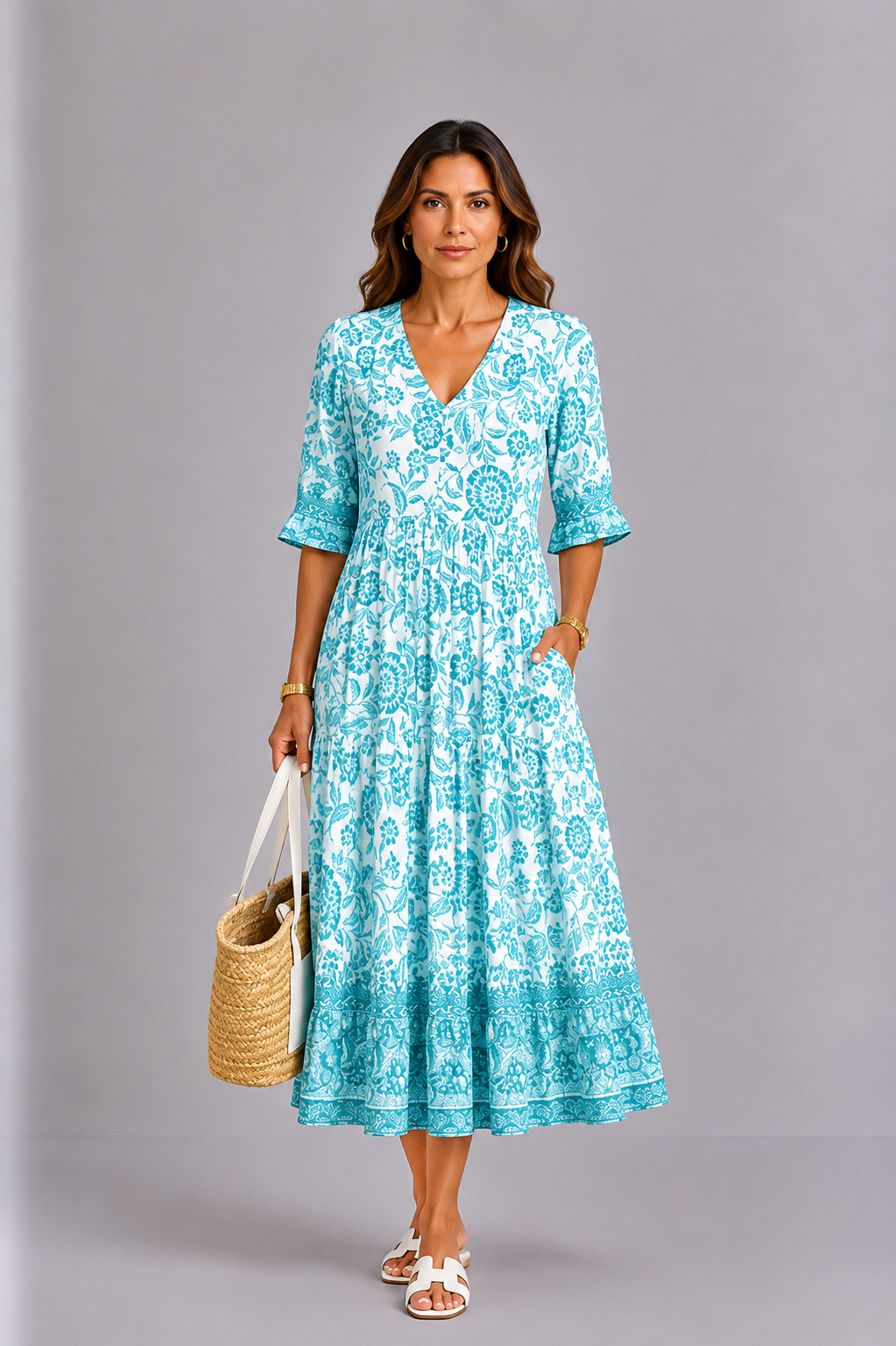 Keisha | Elegant V-Neck Floral Dress