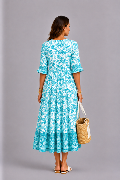 Keisha | Elegant V-Neck Floral Dress
