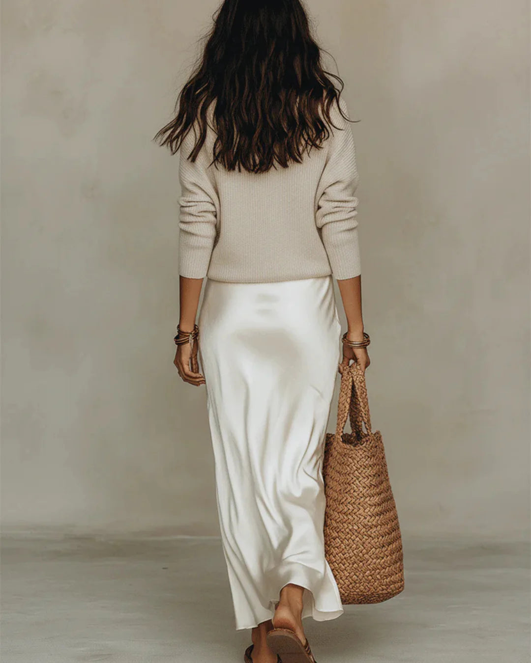 Elena | Satin Midi Dress with Jumper Included