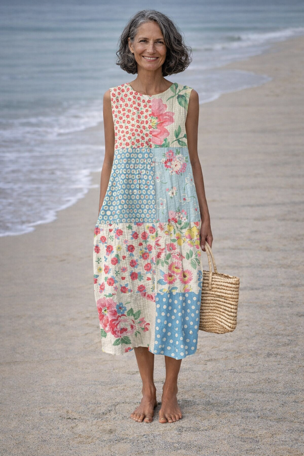 Valeria| Midi-Patchwork-Kleid