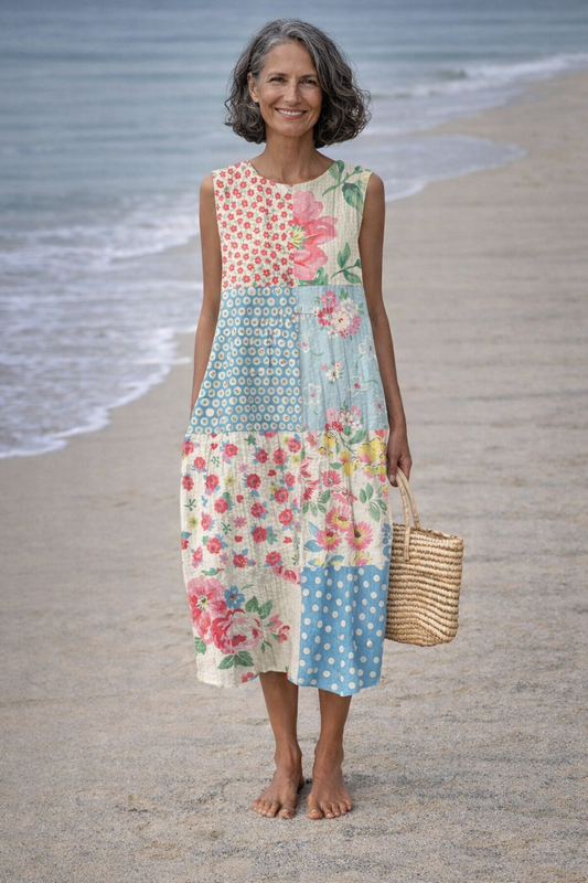Valeria| Vestito Midi Patchwork