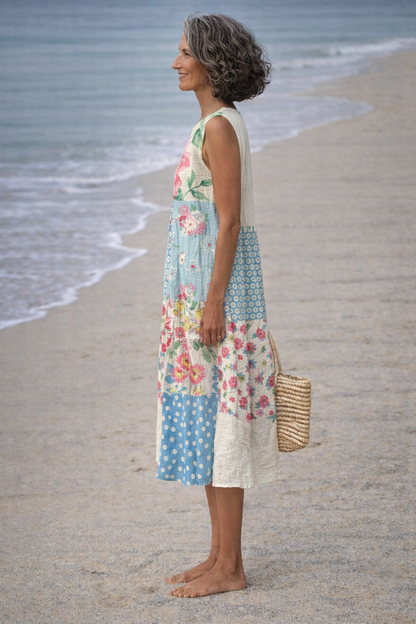 Valeria| Midi-Patchwork-Kleid