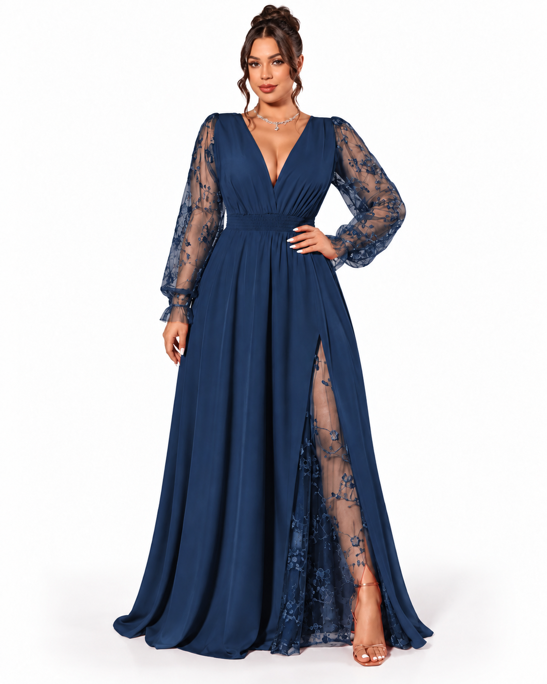 Abito Celeste – Eleganza Romantica in Pizzo