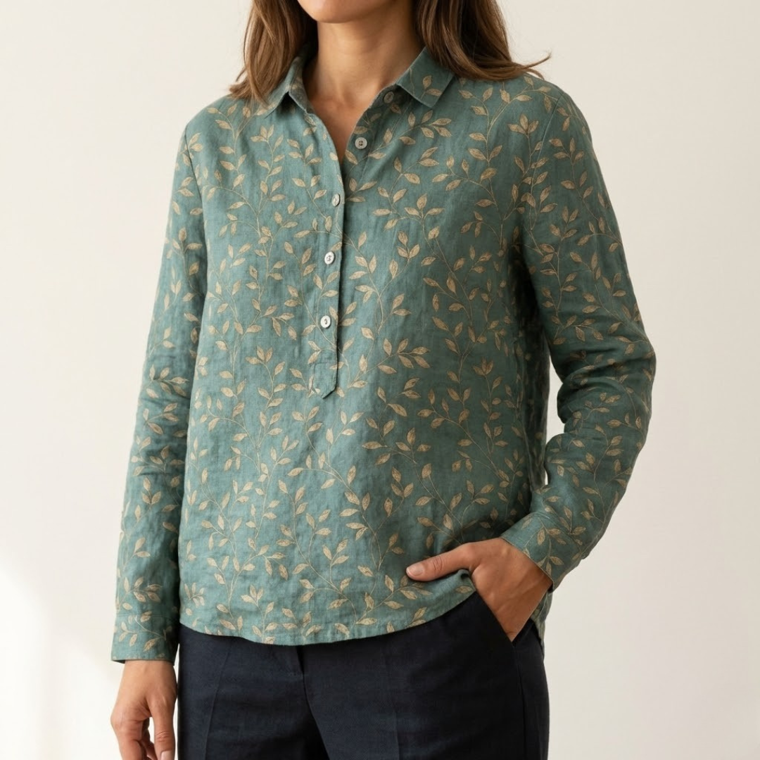 Seraphina™ | Zeitlose Leinenbluse mit Print