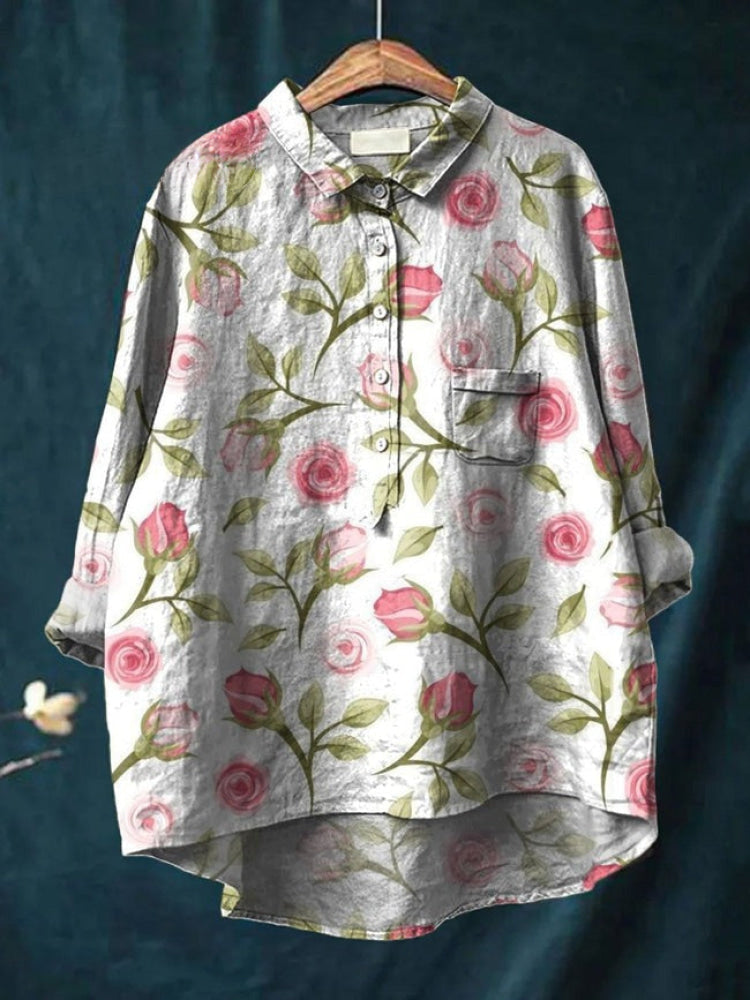 Seraphina™ | Zeitlose Leinenbluse mit Print