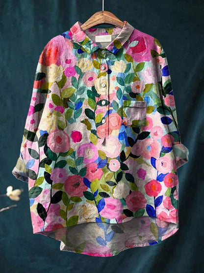Seraphina™ | Zeitlose Leinenbluse mit Print