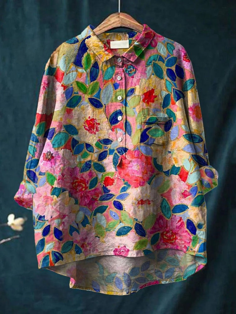 Seraphina™ | Zeitlose Leinenbluse mit Print