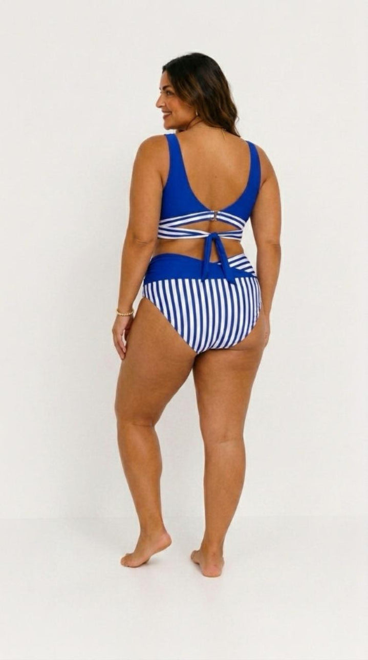 Bikini Incrociato a Righe Stampato