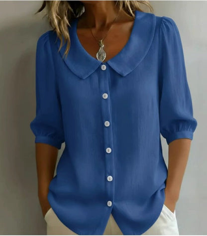 Emma Camicia in cotone a maniche medie con colletto Peter Pan